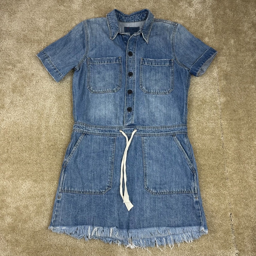 LUCKY BRAND Coastal Cowgirl Denim Dress S Western Drawstring Jean in Seville